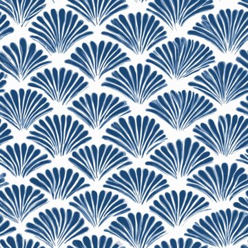 Japanese seamless pattern with blue hemp leaf motif. Repeating pattern showing stylized Japanese asa-no-ha motif in indigo blue
