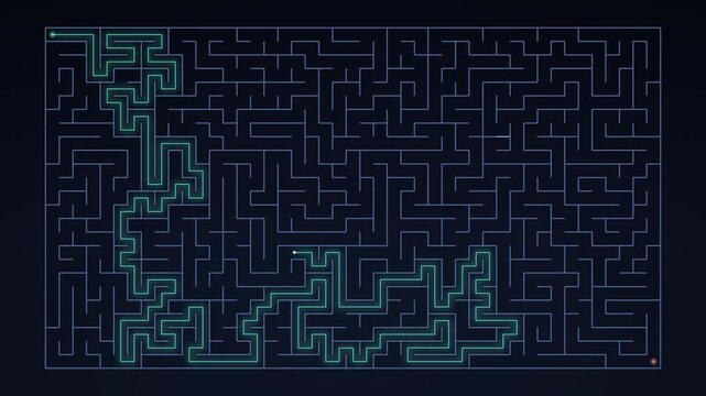 Abstract circuit board labyrinth background in dark 