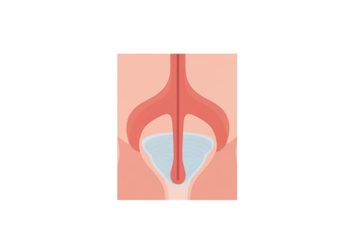 Minimalist vector illustration showing male pelvic anatomy including bladder, prostate gland, and urethra cross-section for urology medical education and healthcare concepts.