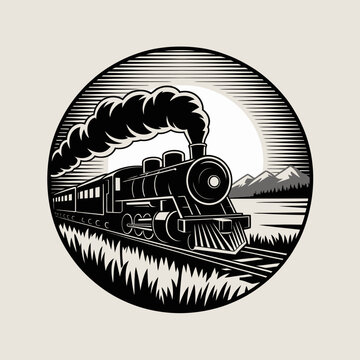 Vintage steam train engine locomotive.