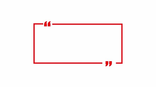 Rectangle Quote Frame with Quotation Marks quote speech Animation on Transparent Background, quotes animation with Alpha Channel.