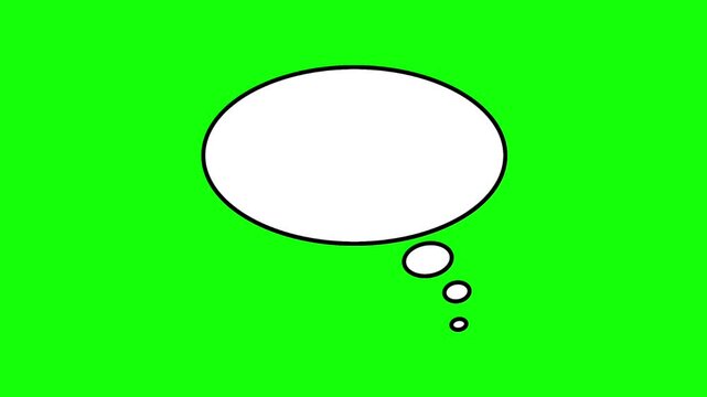 Empty white thought bubble comic speech balloon green screen background