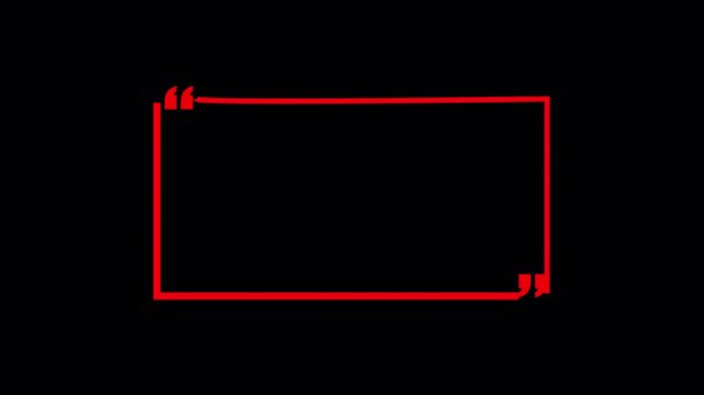 Rectangle Quote Frame with Quotation Marks quote speech Animation on Transparent Background, quotes animation with Alpha Channel.
