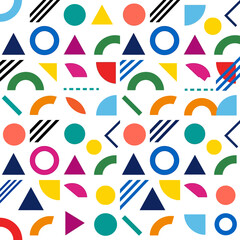 Obraz premium Vibrant Memphis pattern with geometric shapes creates dynamic Memphis-style illustration.