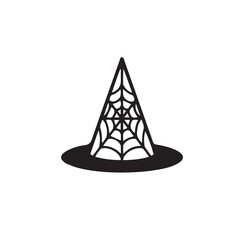 Fototapeta premium Witch Hat Outline Icon Black and White Vector Illustration