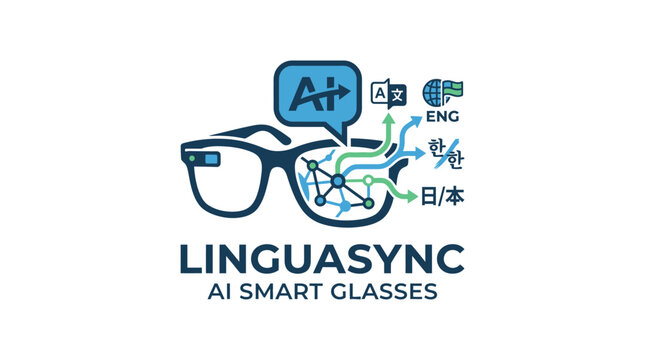 AI smart glasses logo for real-time language translation.