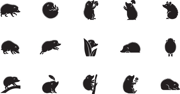 Frog Wildlife Symbols Icon Set Amphibian Nature Black Vector 182