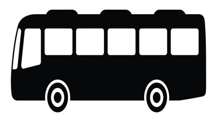 Bus silhouette stands as a bold icon representing public transportation and urban commuting systems. © Sami