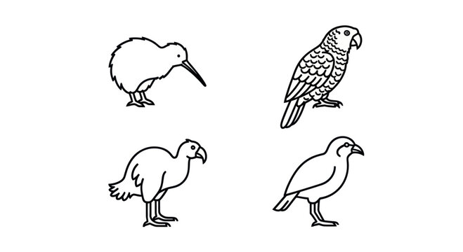 Rare and extinct bird species coloring page bundle.