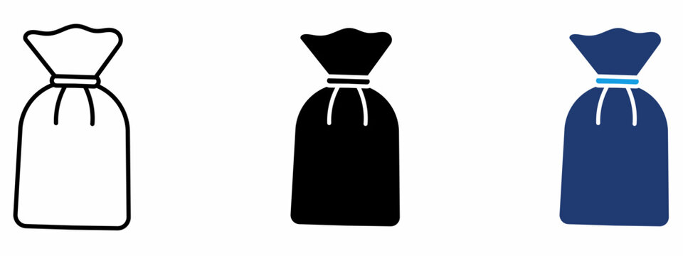 Tied Sack Bag Icon Collection. Containing Flour, Grain, Money, Packaging, and Agriculture Icons.