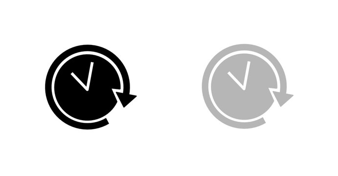 Vector illustration of history and countdown clock icon set showing time rotation, arrow direction, backup log, and past reload button symbol