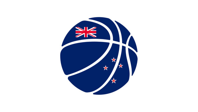 New Zealand basketball flag, color vector illustration