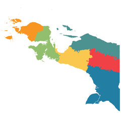 Obraz premium Updated vector map of Papua Indonesia divided into 6 new administrative provinces.