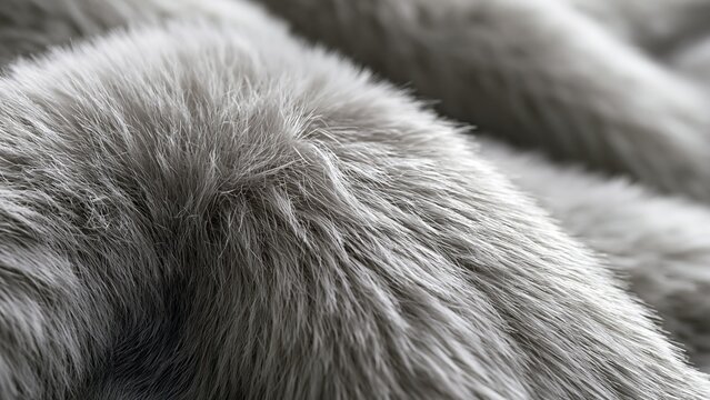 Close-up of soft gray fur texture on animal coat