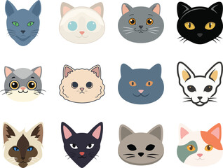 Fototapeta premium Cat Face Illustration Collection