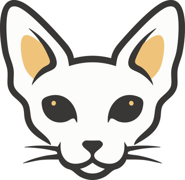 White cat face with large pointed ears