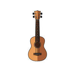 Naklejka premium Classic wooden ukulele guitar vector illustration isolated on white background.