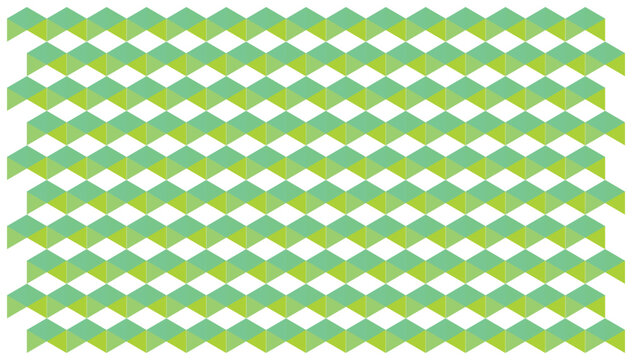 Geometric seamless pattern with isometric green triangular blocks.