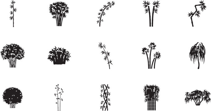 Forest Nature Tree Types Silhouettes Vector Set 82