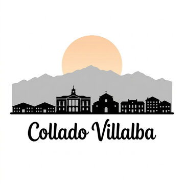 Collado Villalba Skyline Silhouette &mdash; A Guadarrama Mountain Gateway City in Spain Vector Illustration
