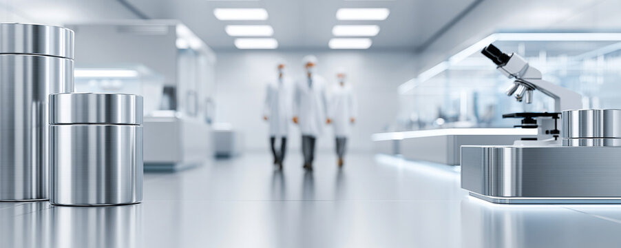 A panoramic shot of the healthcare investment landscape, showcasing biotech research facilities, cutting-edge medical technology, and investor focus groups