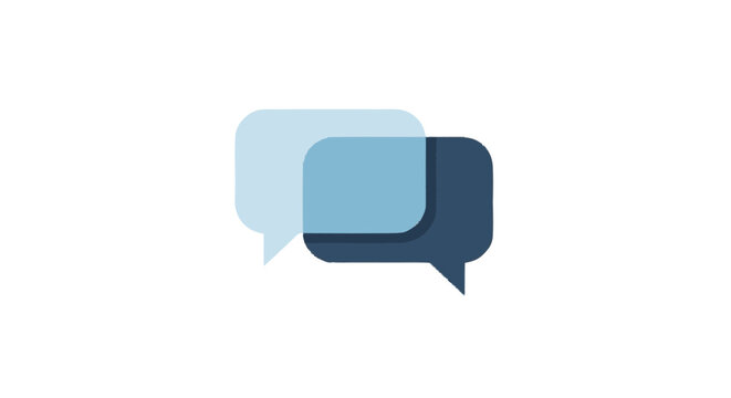 Graphic illustration of two overlapping light blue speech bubbles part
