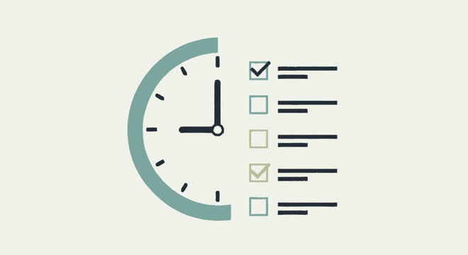 Minimalist hand-drawn graphic illustration of a partial teal clock fac