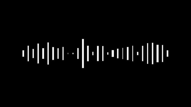 Clean white audio activity indicator with animated digital bars for video editing, broadcast graphics, advertising, presentations and creative media. alpha channel