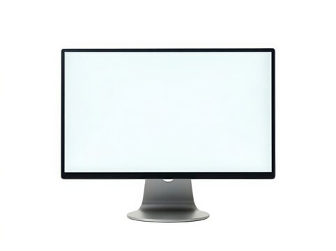 Modern computer monitor with blank white screen isolated on white background