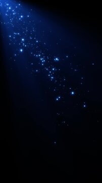 shiny stars glitter and particles corner falling and light flare animation, abstract blue new year and christmas stream, social media motion background