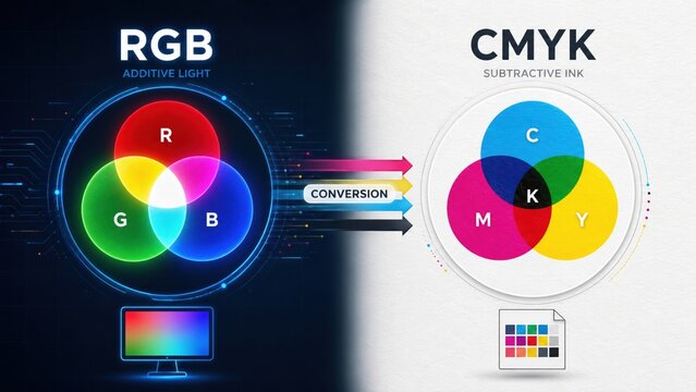 RGB and CMYK Color Model Comparison Diagram