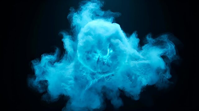 Abstract blue smoke cloud dark background with vivid colour haze and texture, abstract smoke colours blue cloud dark background, abstract smoke colours blue vapor cloud isolated black background with