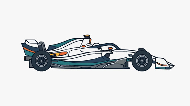 Modern Formula One Racing Car Illustration.