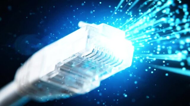 Ethernet cable connector with high speed data transfer light effects