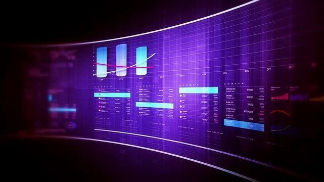 Global financial data visualization, stock market analytics, world map with rising growth chart, big data technology, digital economy, fintech trading interface, futuristic business background