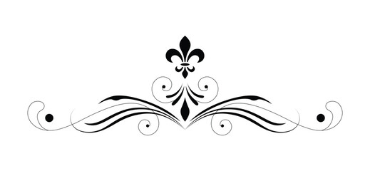Luxury Vintage Fleur De Lis Ornament Divider Elegant Scroll Border Vector © UIA Design 