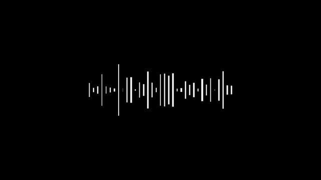 Animated audio amplitude visualization with clean waveform bars for video editing, broadcast graphics, advertising, presentations and motion design. alpha channel