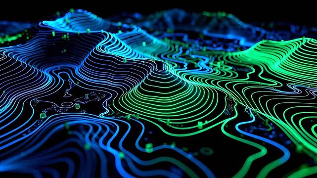 Colorful abstract topographic lines