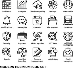 Fototapeta premium Business management outline icons collection for modern web and mobile interfaces