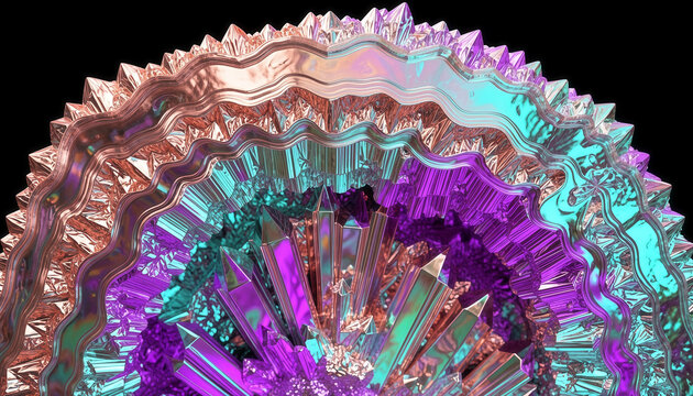 Abstract iridescent metallic crystal geode background
