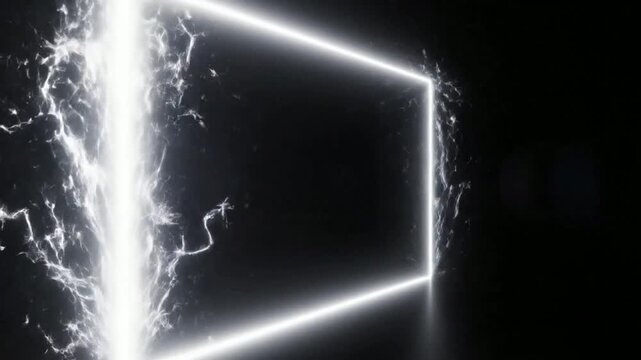 Glowing Electric Rectangle Frame | Intense Lightning Spark Effect in Dark Space