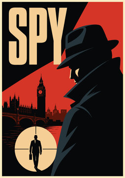 093-18-Secret agent spying on a person in london with big ben and houses of parliament