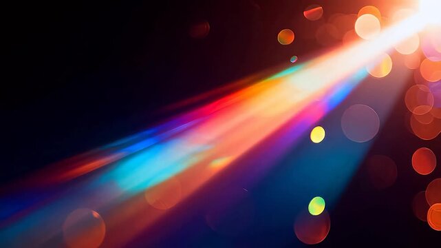 Colorful light beam with bokeh effect