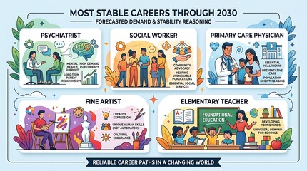 Infographic showing the most stable career paths through 2030