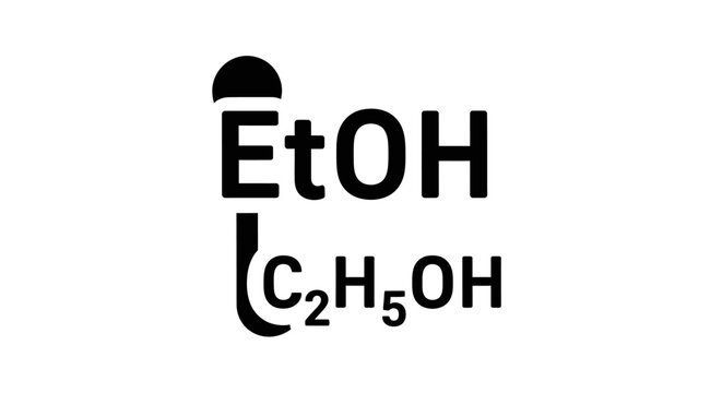 Ethanol chemical formula displays the molecular structure of alcohol for scientific educational use.