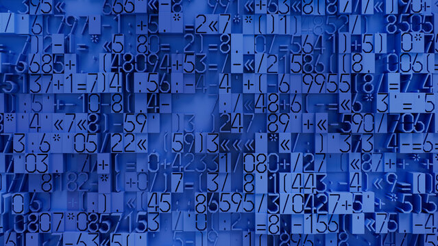 Close-Up of Intricate Blue and White Geometric Mosaic Texture with Complex Patterns, Ideal for User Interface Design and Modern Graphic Projects