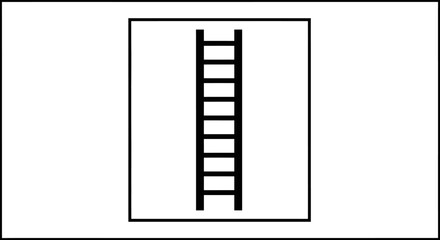 Ladder stands upright within a rectangular frame as a symbolic representation of progress and climbing. © yanto