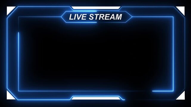 Live streaming Frame - animated red neon overlay frame for live streaming and gaming templates