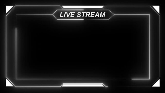 Live streaming Frame - animated red neon overlay frame for live streaming and gaming templates