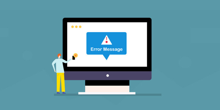 Error message alert on computer screen and mobile notification.